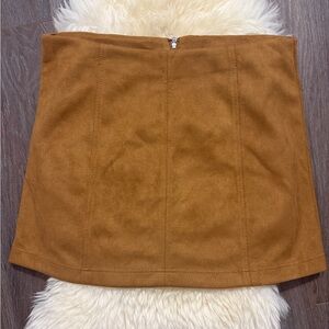 Women's Faux Suede Mini Skirt - Camel size XL 15-17